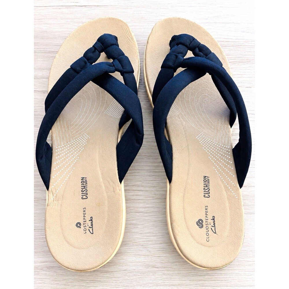 Women’s Clarks Cushioned Comfort Thong Wedge Sandals Gray/Blue